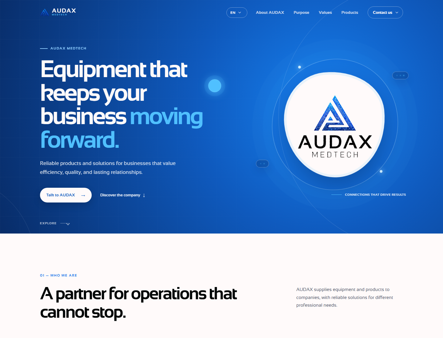 AUDAX Medtech website homepage